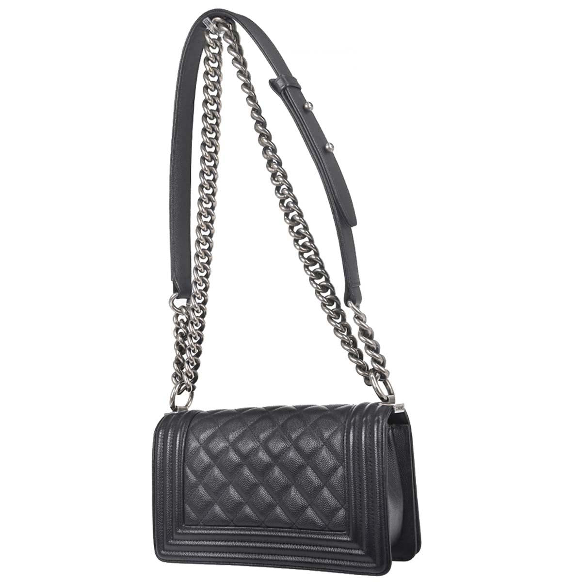 Boy Chanel Black Caviar Skin Small Chain Shoulder Bag