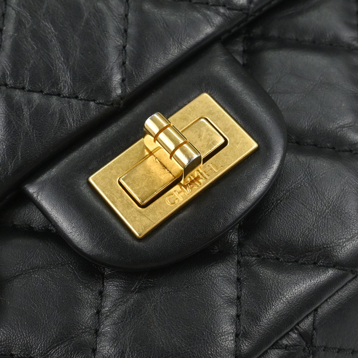 Chanel Black Calfskin 2.55 Double Flap Shoulder Bag