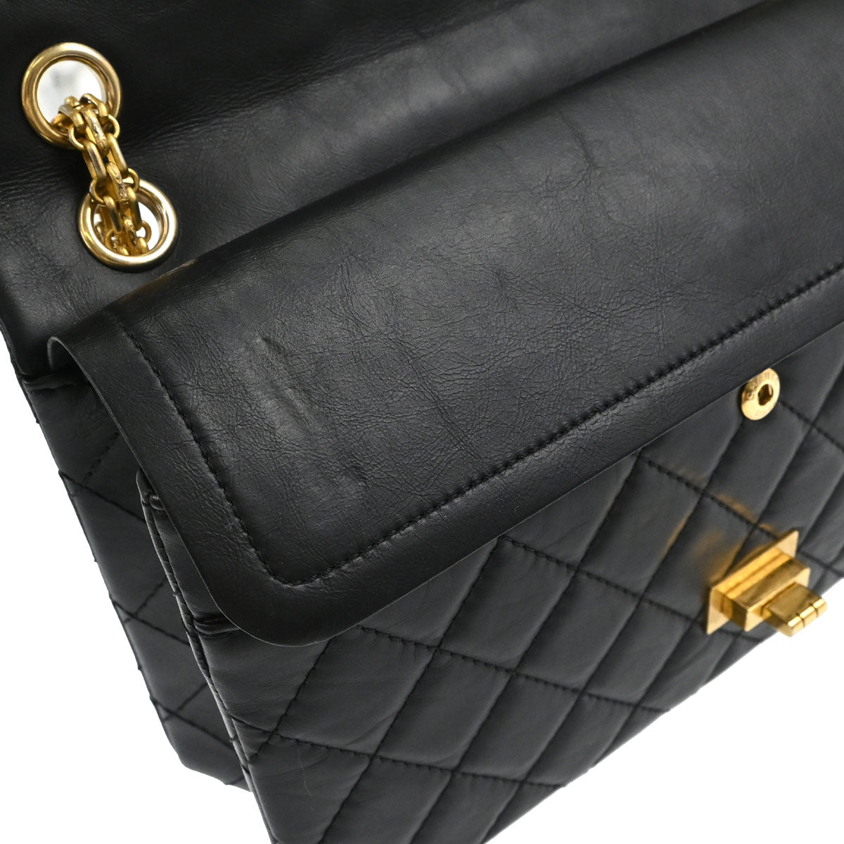 Chanel Black Calfskin 2.55 Double Flap Shoulder Bag