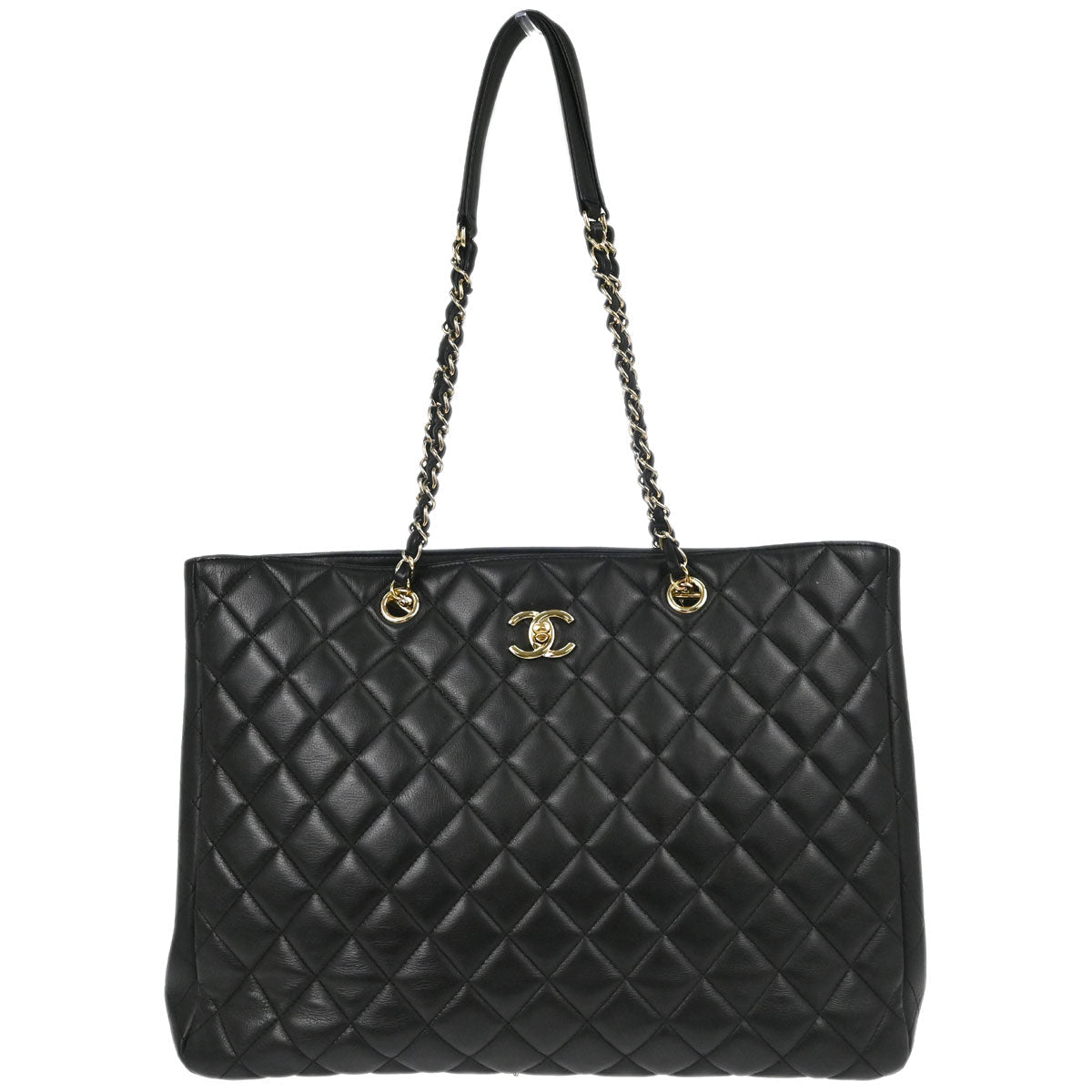 Chanel Black Lambskin Chain Tote Handbag