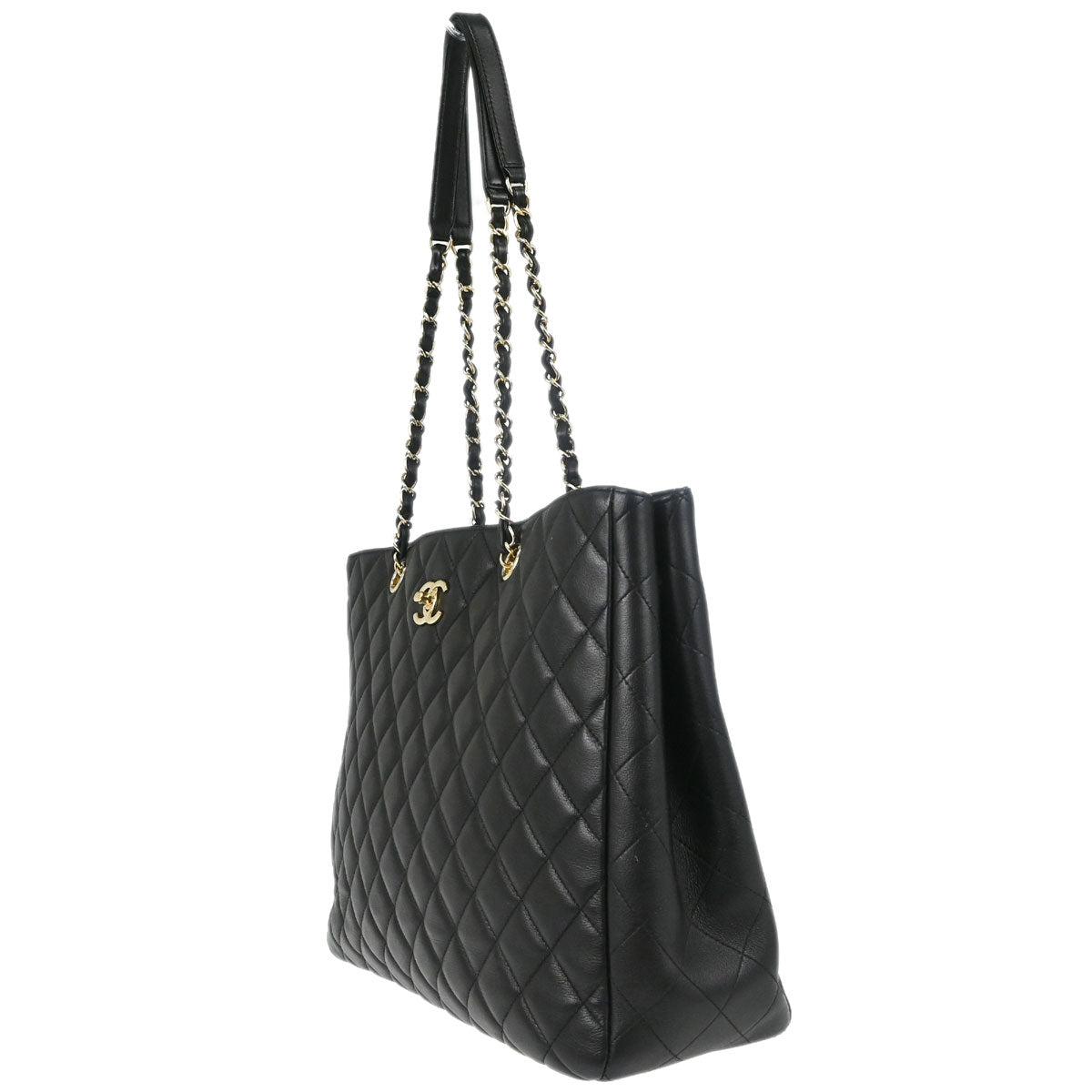 Chanel Black Lambskin Chain Tote Handbag