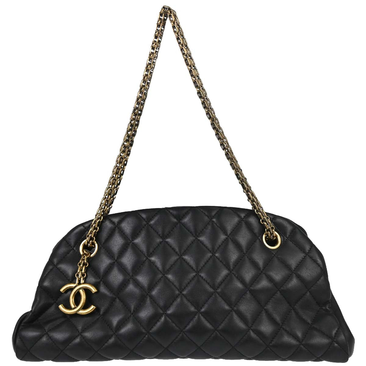 Chanel 2010-2011 Black Lambskin Medium Bowling Mademoiselle Handbag