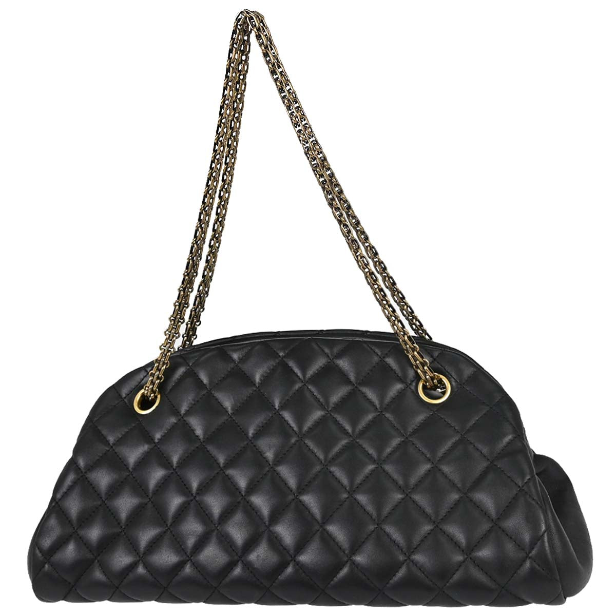 Chanel 2010-2011 Black Lambskin Medium Bowling Mademoiselle Handbag