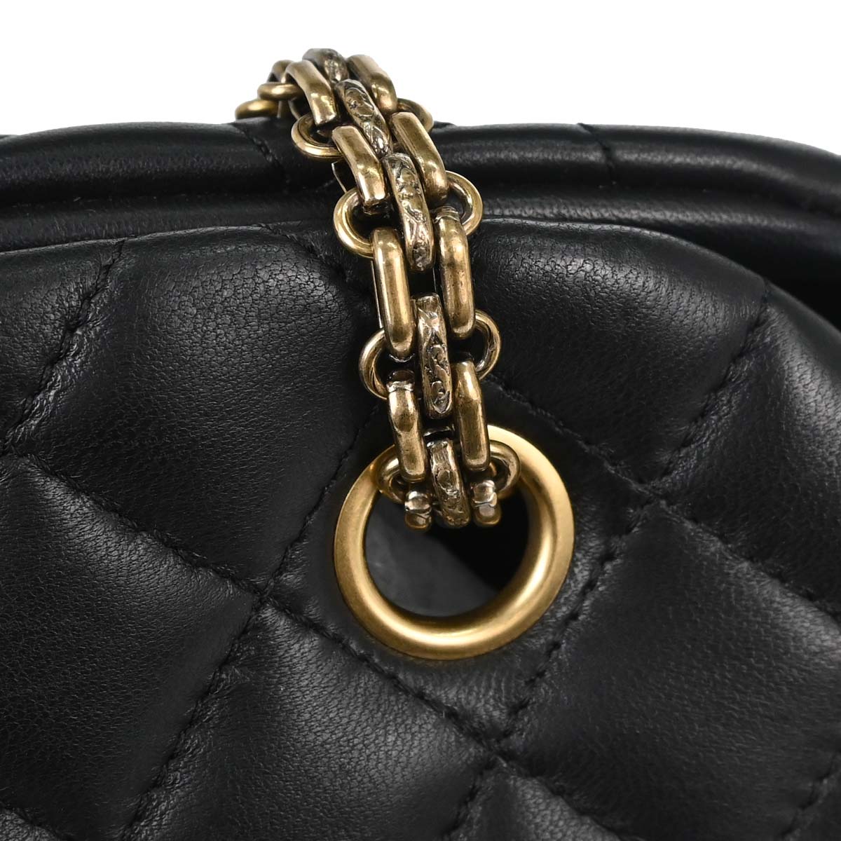 Chanel 2010-2011 Black Lambskin Medium Bowling Mademoiselle Handbag