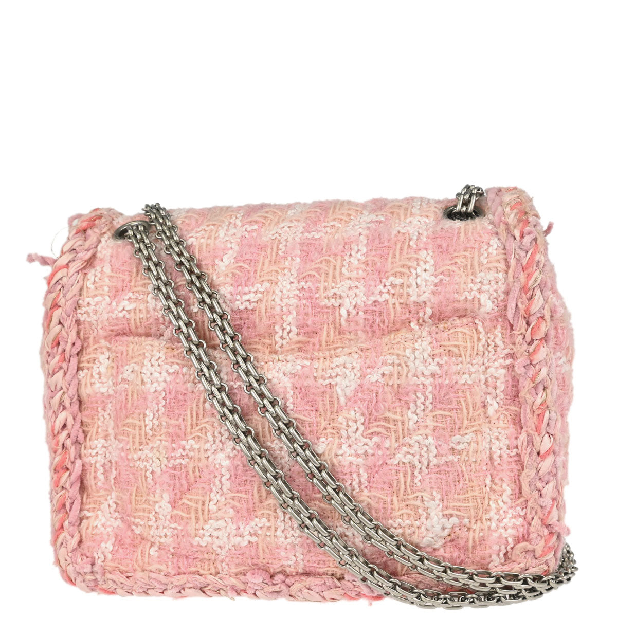 Chanel Pink Tweed Check Mademoiselle Lock Shoulder Bag