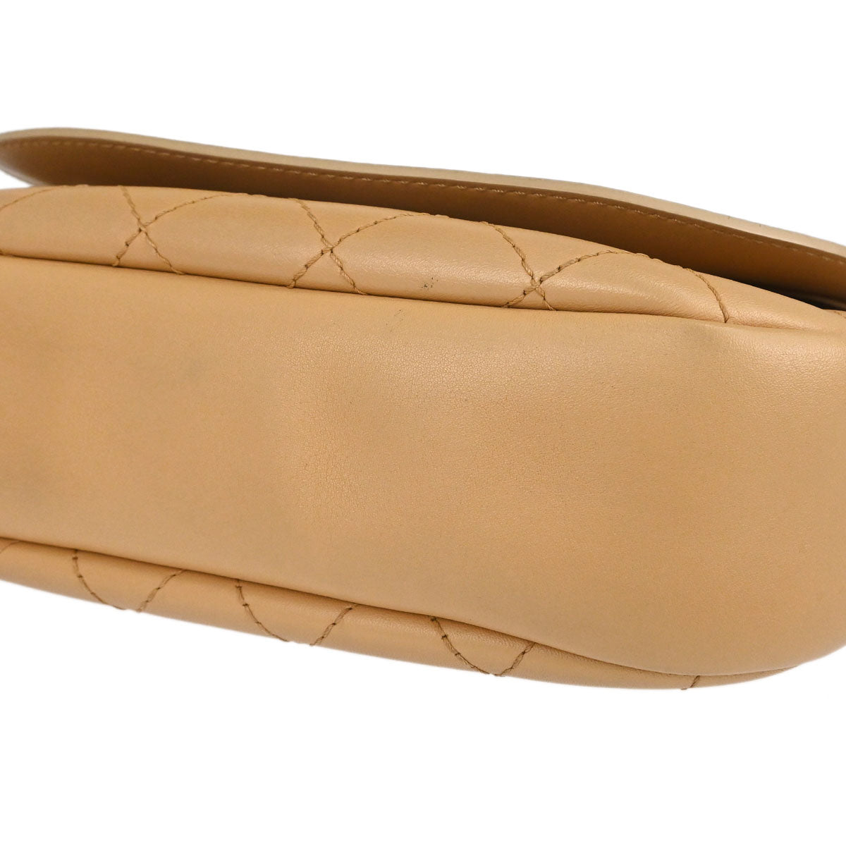 Chanel Beige Calfskin Saddle Double Flap Messenger Shoulder Bag