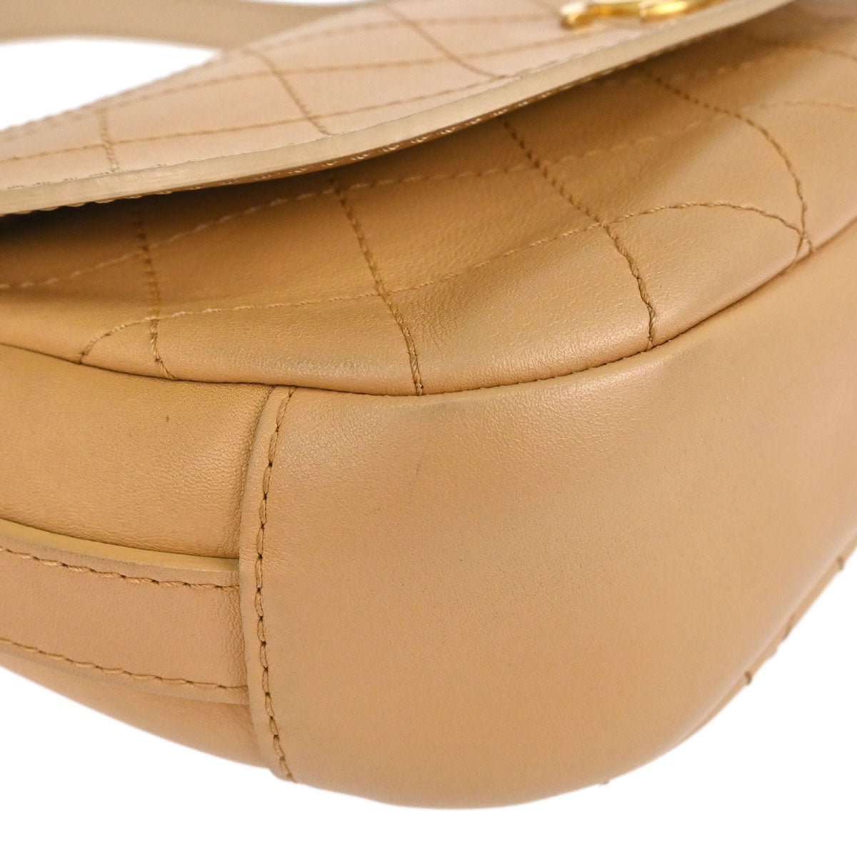 Chanel Beige Calfskin Saddle Double Flap Messenger Shoulder Bag