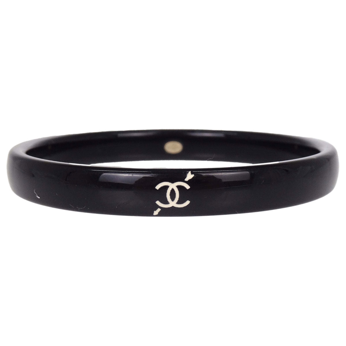 Chanel Black Acrylic Bangle Accessories 10P