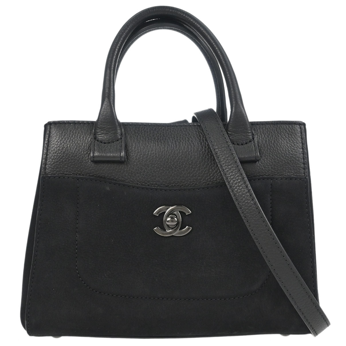 Chanel Black Calfskin Suede Neo Executive Cerf 2way Shoulder Tote Bag