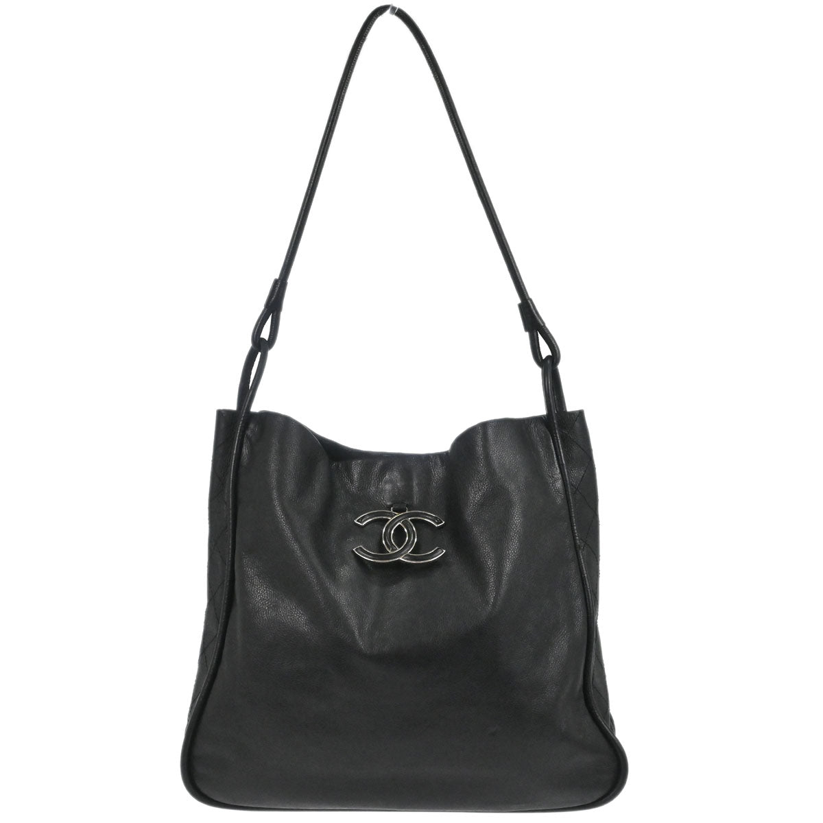 Chanel Black Calfskin Paris-Rome Coco Curve Hobo Shoulder Bag