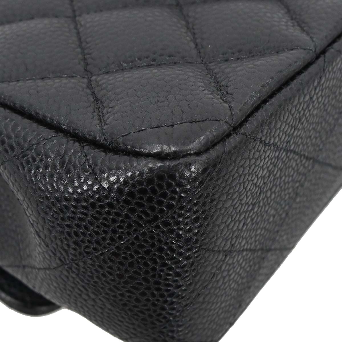 Chanel Black Caviar Skin Medium Classic Double Flap Shoulder Bag