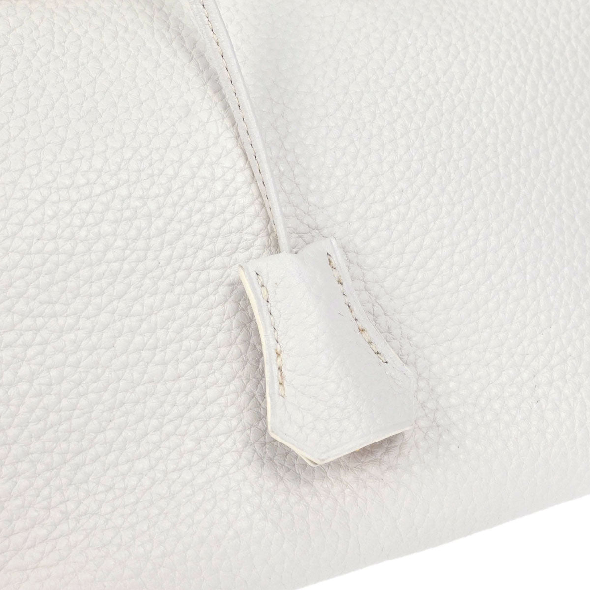 Hermes White Taurillon Clemence Birkin 30 Handbag