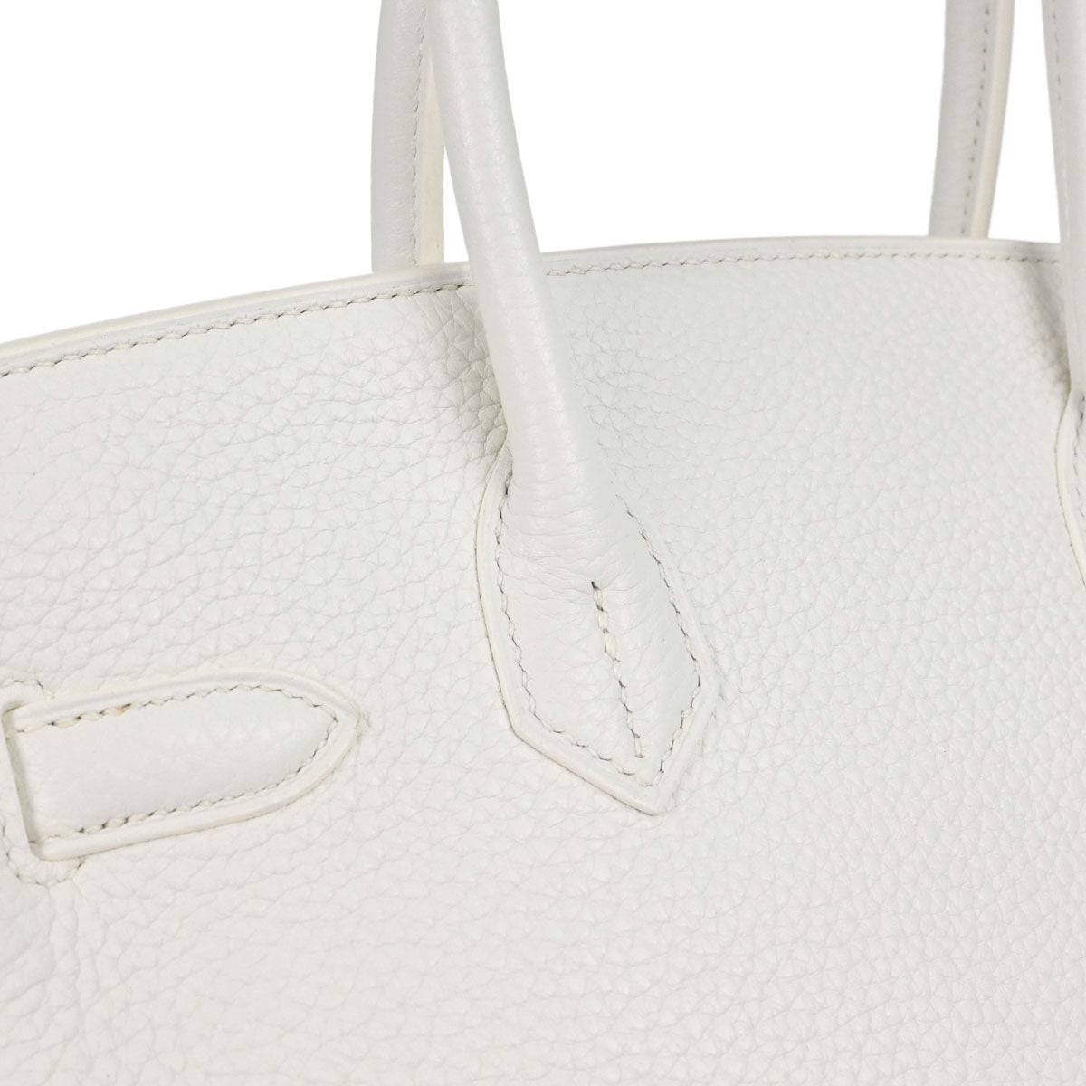 Hermes White Taurillon Clemence Birkin 30 Handbag