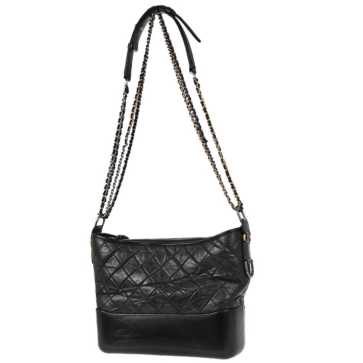Chanel 2019 Black Calfskin Lambskin Medium Gabrielle Shoulder Bag