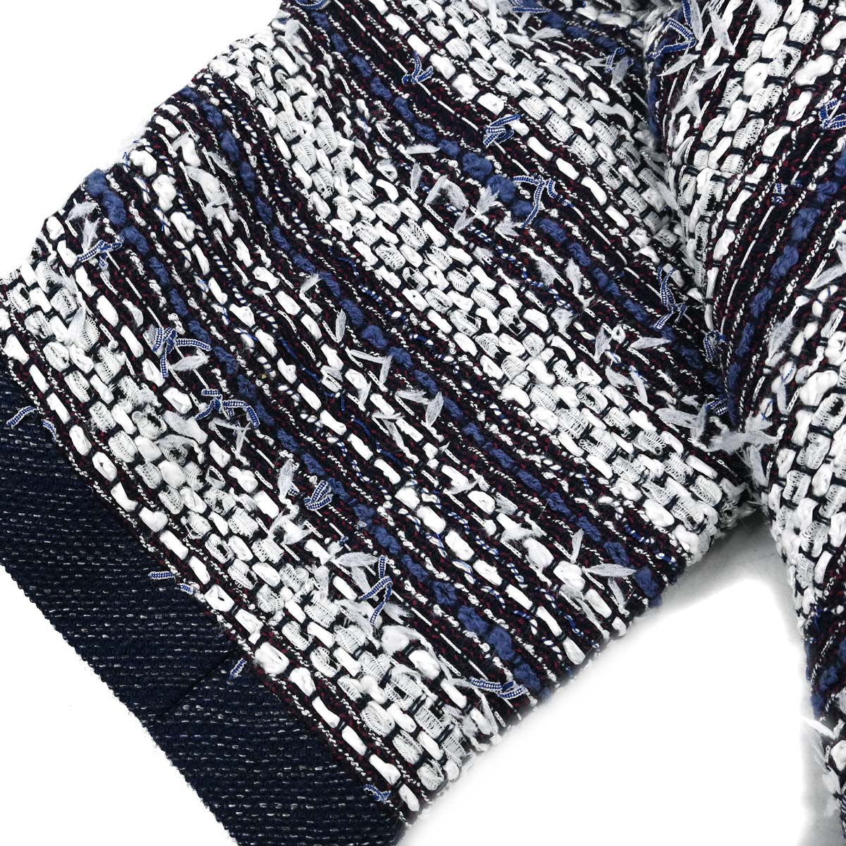 Chanel 2013 Single Breasted Collarless Tweed Jacket Navy #36