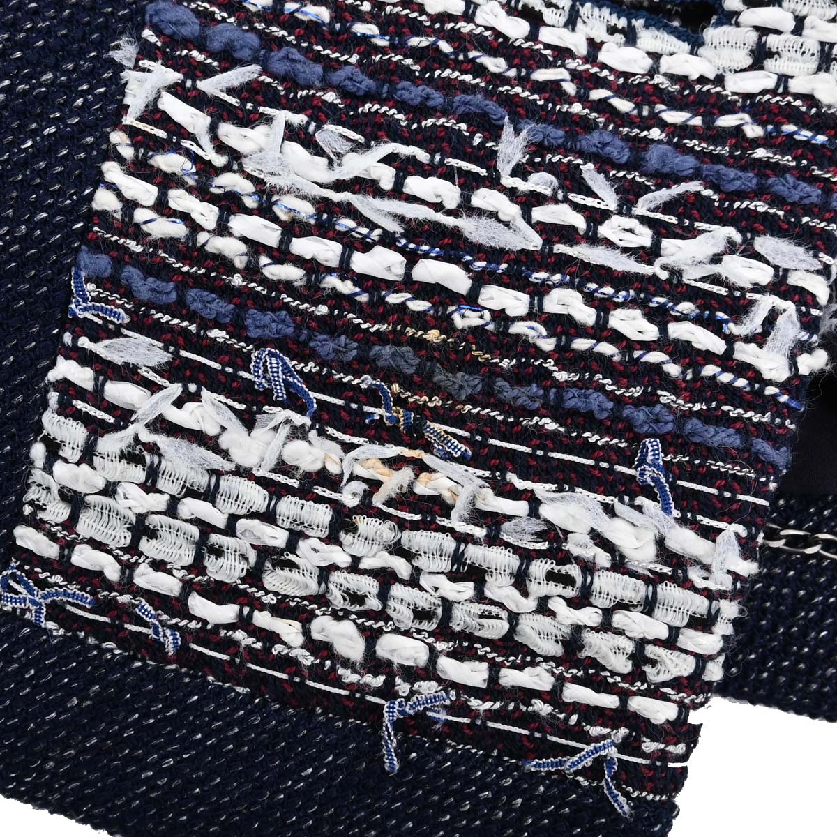 Chanel 2013 Single Breasted Collarless Tweed Jacket Navy #36