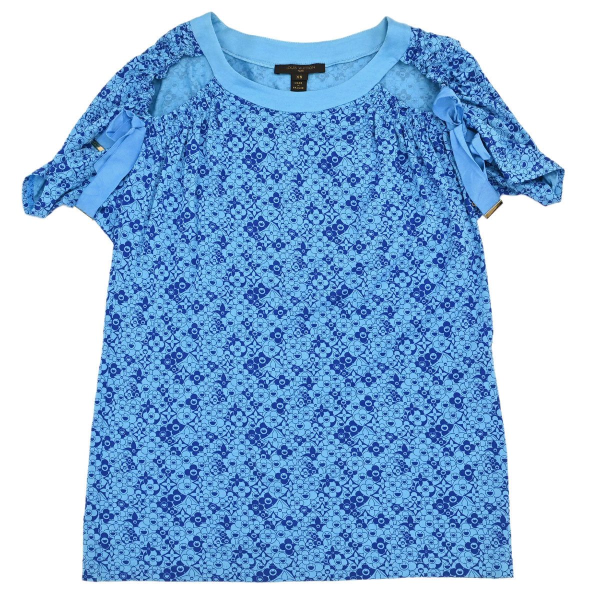 Louis Vuitton Monogram Flower Print T-shirt Blue #XS