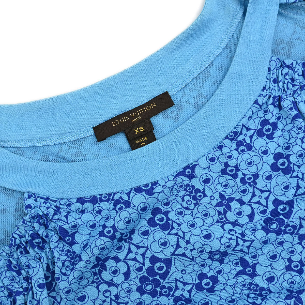 Louis Vuitton Monogram Flower Print T-shirt Blue #XS