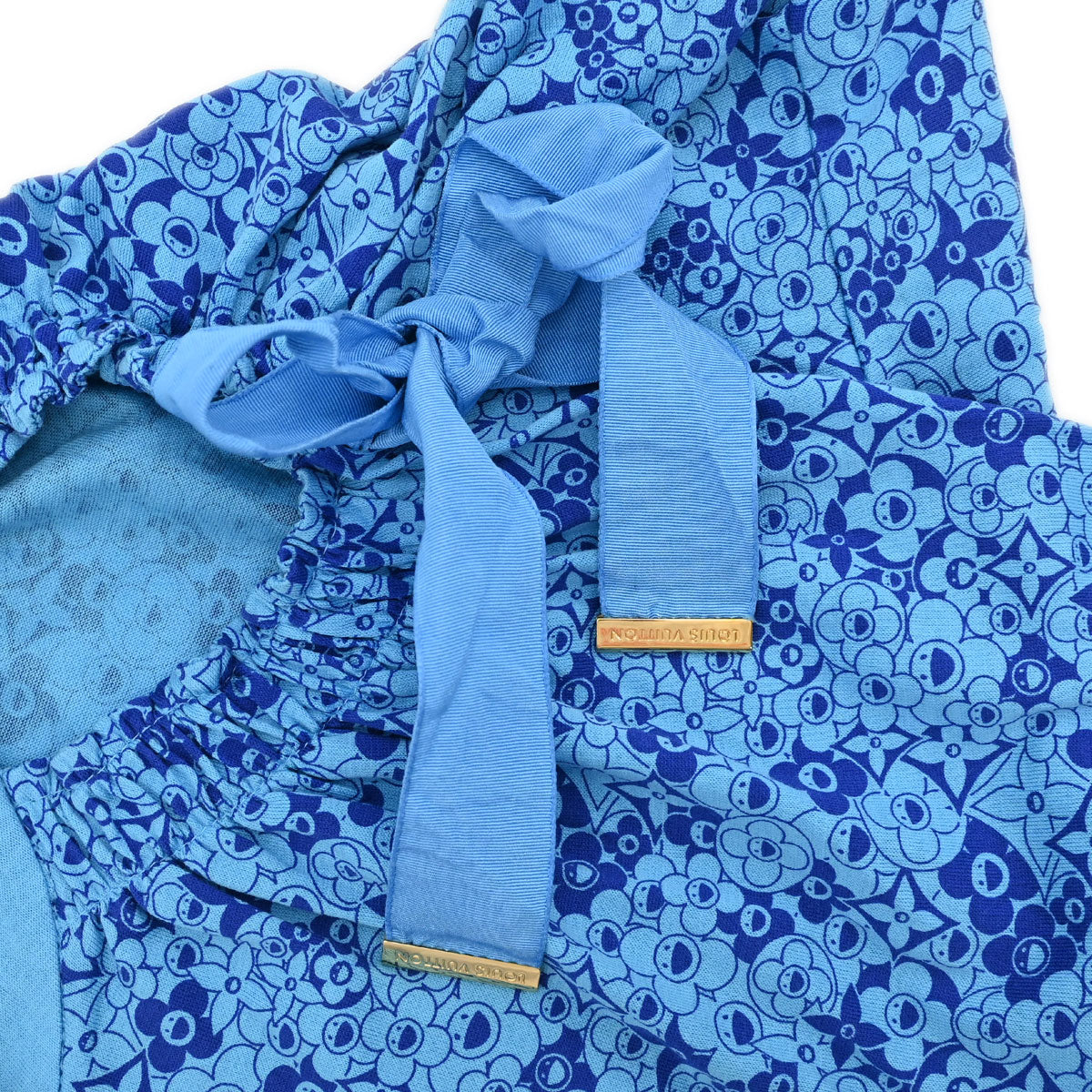 Louis Vuitton Monogram Flower Print T-shirt Blue #XS