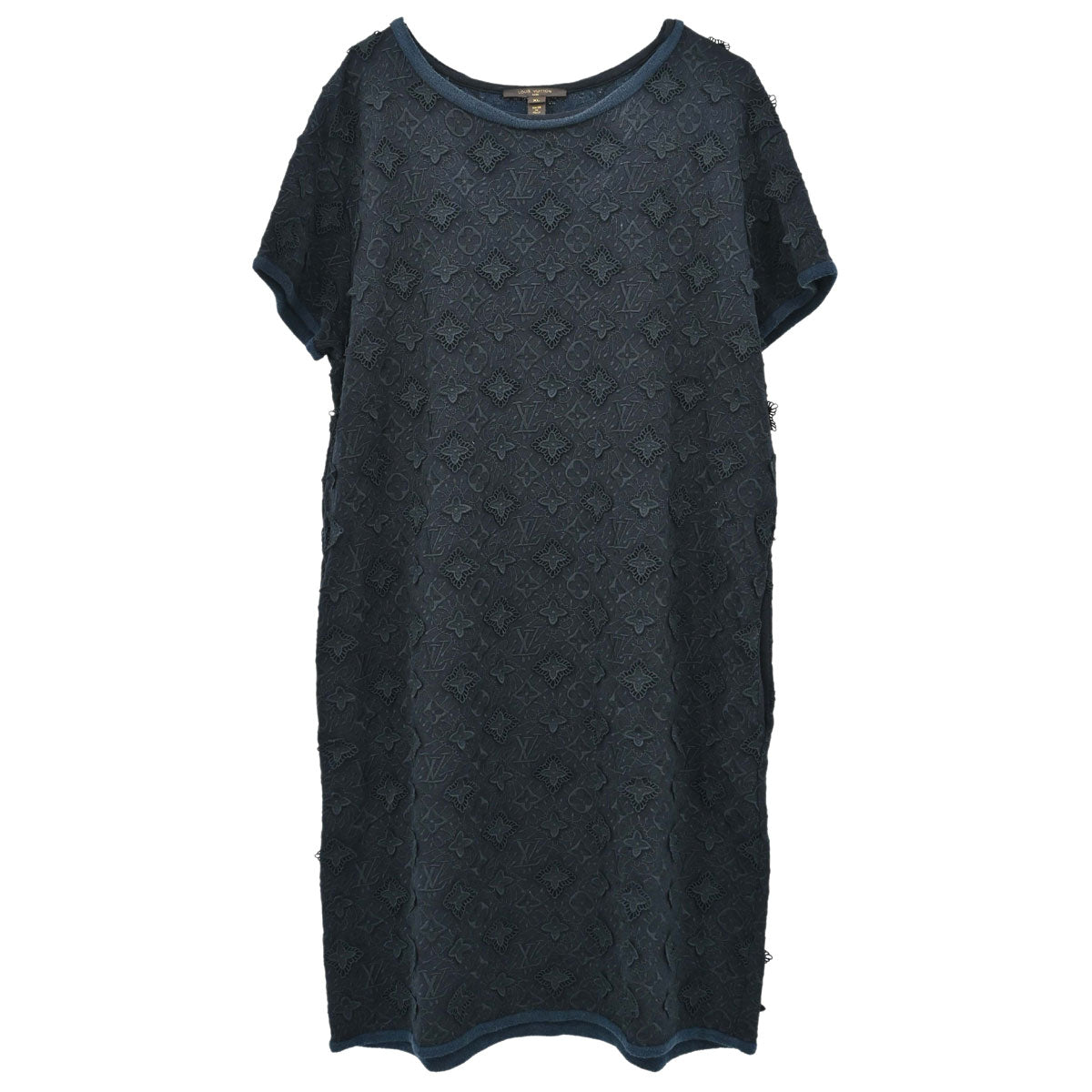 Louis Vuitton Short Sleeve Dress Monogram Navy #XL
