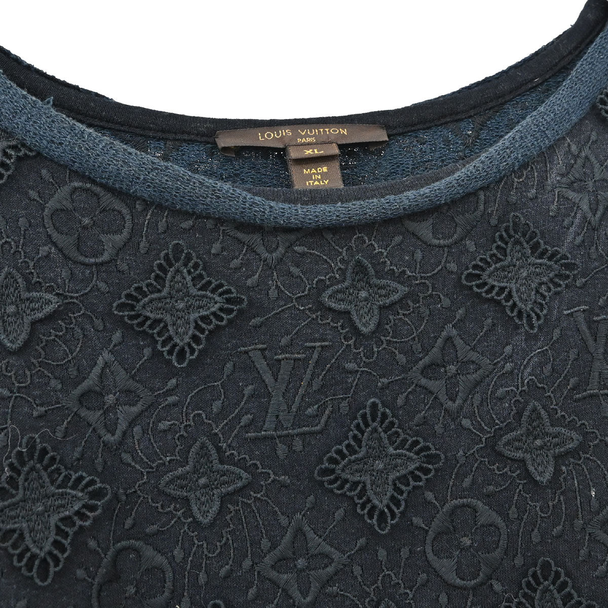 Louis Vuitton Short Sleeve Dress Monogram Navy #XL