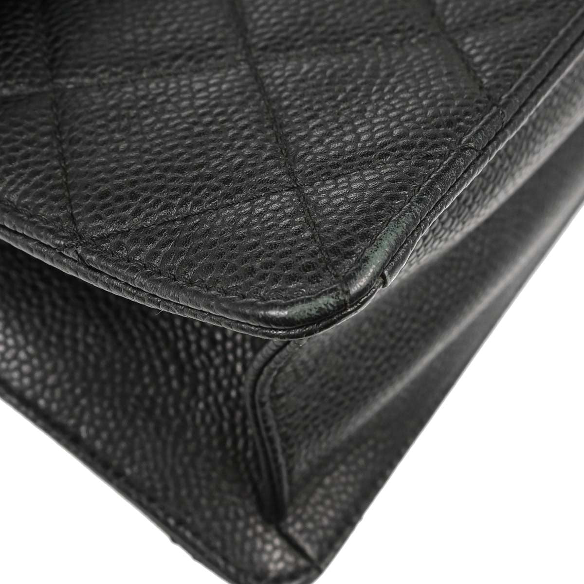 Chanel Black Caviar Skin Paris-Edinburgh Retro Class 2way Shoulder Handbag