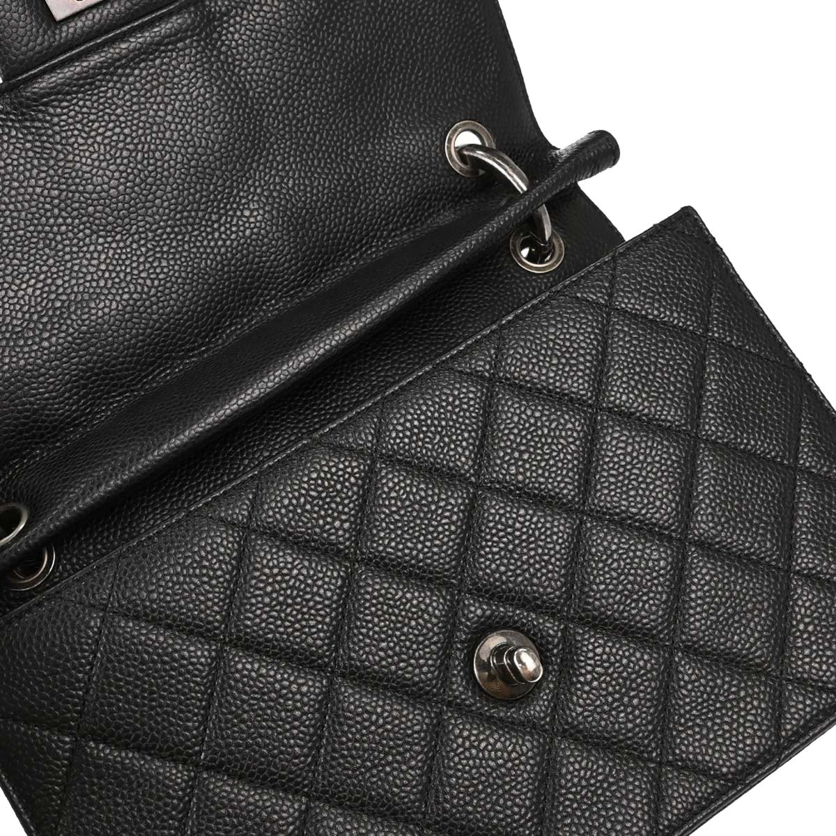 Chanel Black Caviar Skin Paris-Edinburgh Retro Class 2way Shoulder Handbag