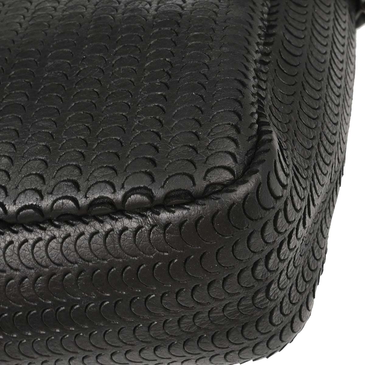 Chanel Black Lambskin Laser Cut Single Flap Shoulder Bag