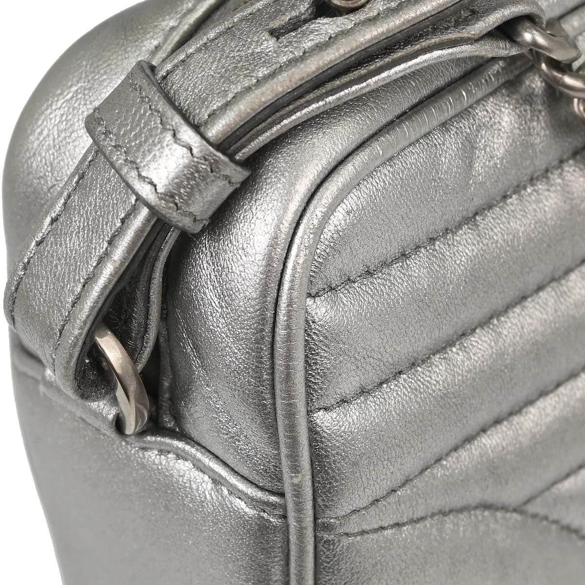 Prada Silver Lambskin Diagramme Camera Bag Shoulder Bag