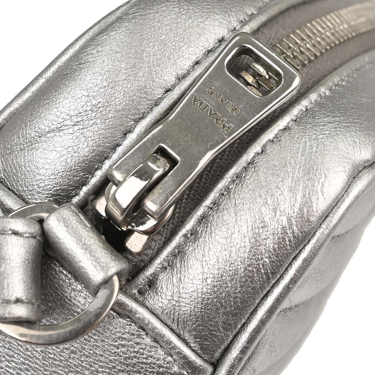 Prada Silver Lambskin Diagramme Camera Bag Shoulder Bag
