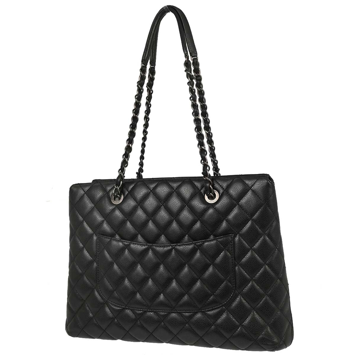 Chanel Black Caviar Skin Rock In Rome Shopping Tote Chain Handbag