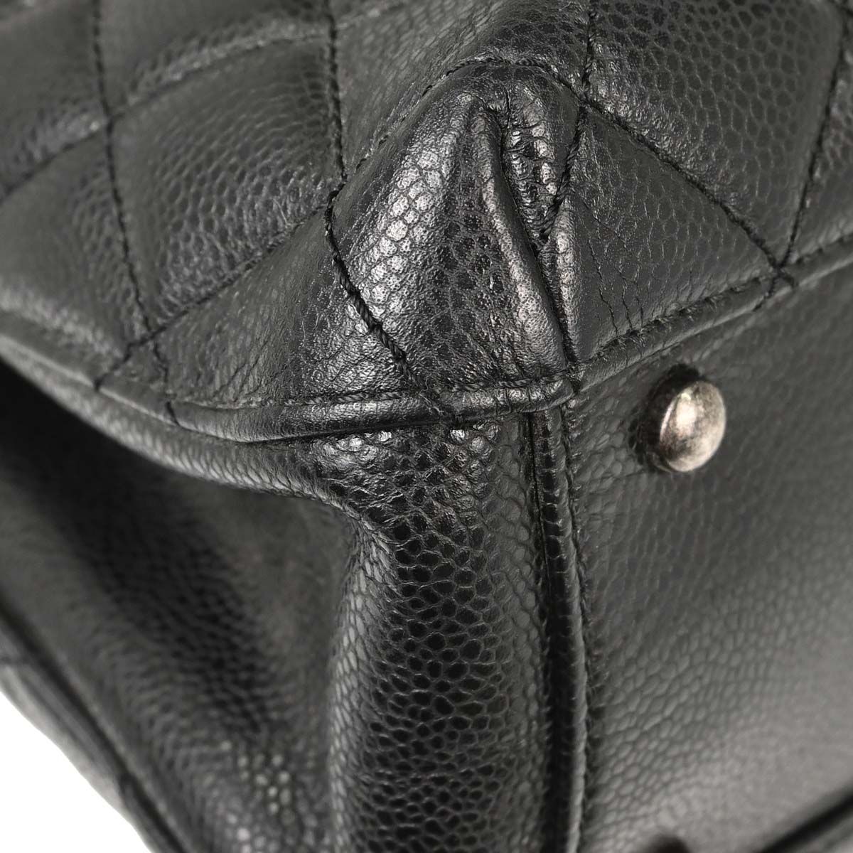 Chanel Black Caviar Skin Rock In Rome Shopping Tote Chain Handbag