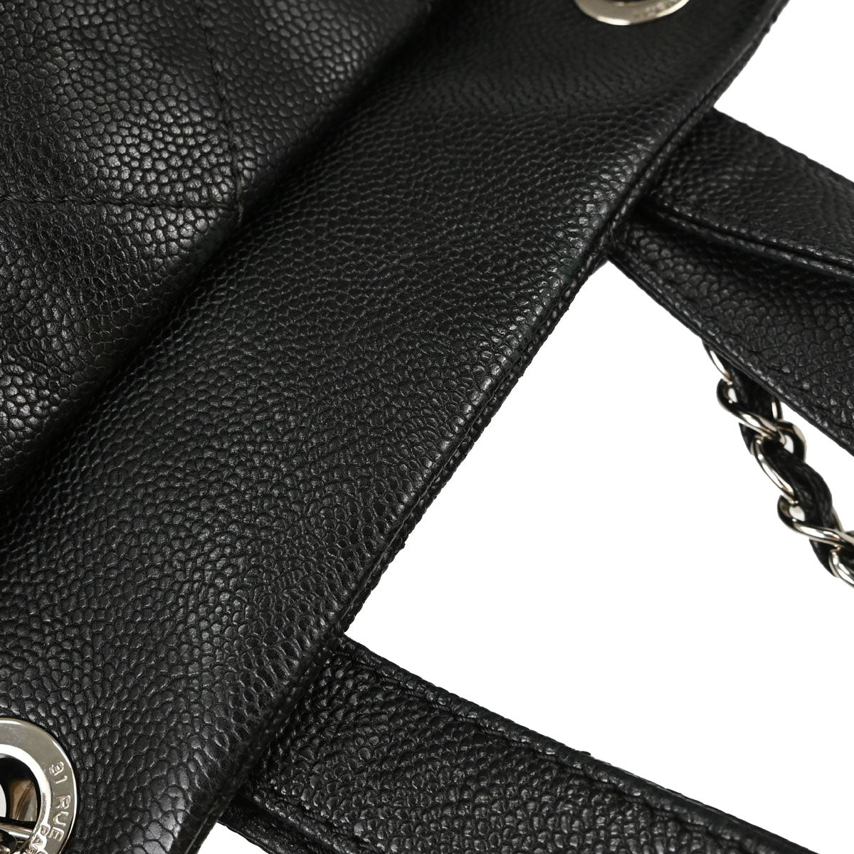 Chanel Black Caviar Skin Tote 2way Shoulder Handbag
