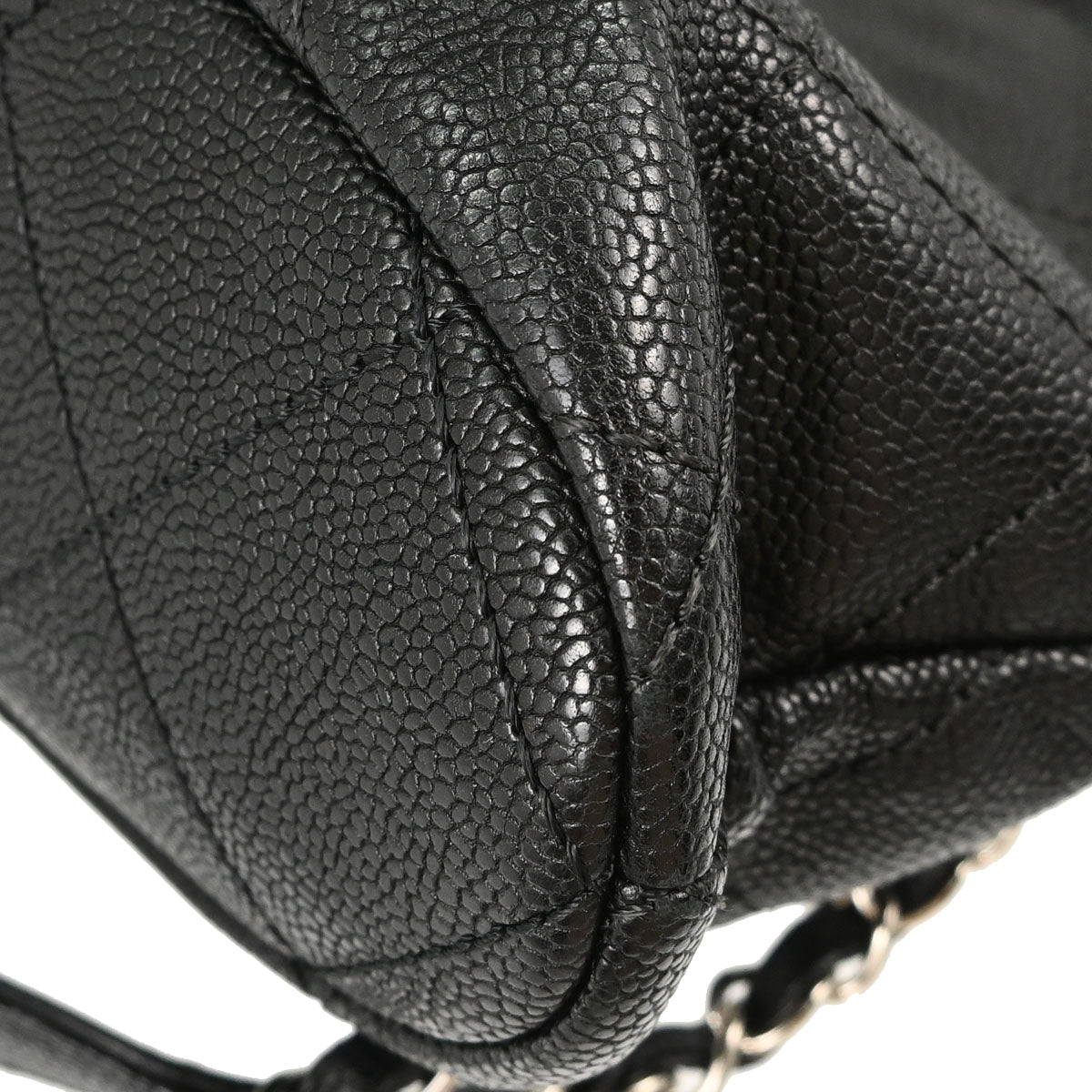 Chanel Black Caviar Skin Tote 2way Shoulder Handbag