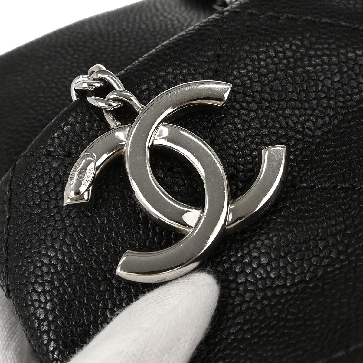 Chanel Black Caviar Skin Tote 2way Shoulder Handbag