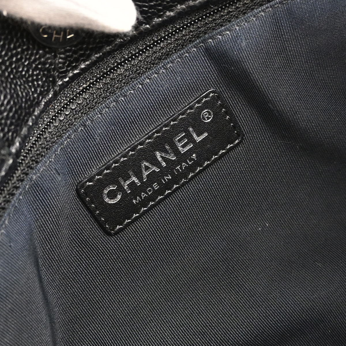 Chanel Black Caviar Skin Tote 2way Shoulder Handbag