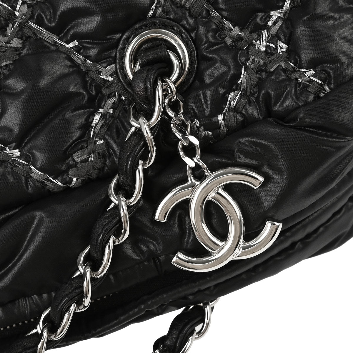 Chanel Black Quilted Nylon Tweed Stitch Paris-Byzance Bowling Bag