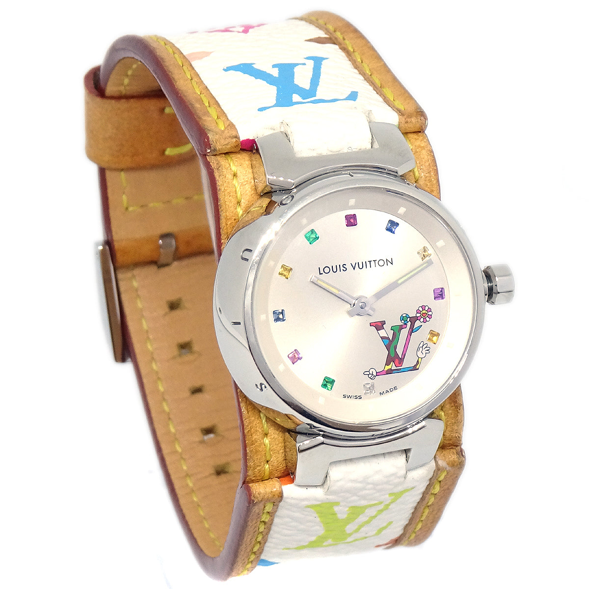 Louis Vuitton x Takashi Murakami 2012 Monogram Multicolor Tambour Watch Q12130