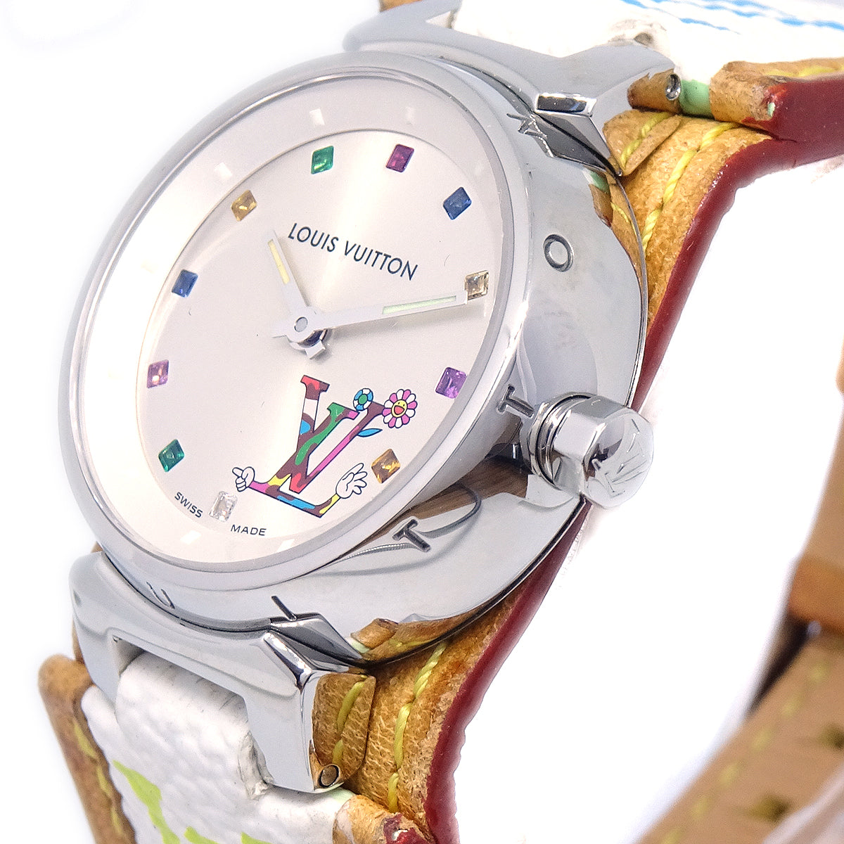 Louis Vuitton x Takashi Murakami 2012 Monogram Multicolor Tambour Watch Q12130