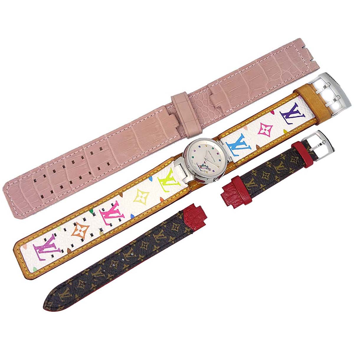 Louis Vuitton 2012 x Takashi Murakami Monogram Multicolor Tambour Watch Q12130