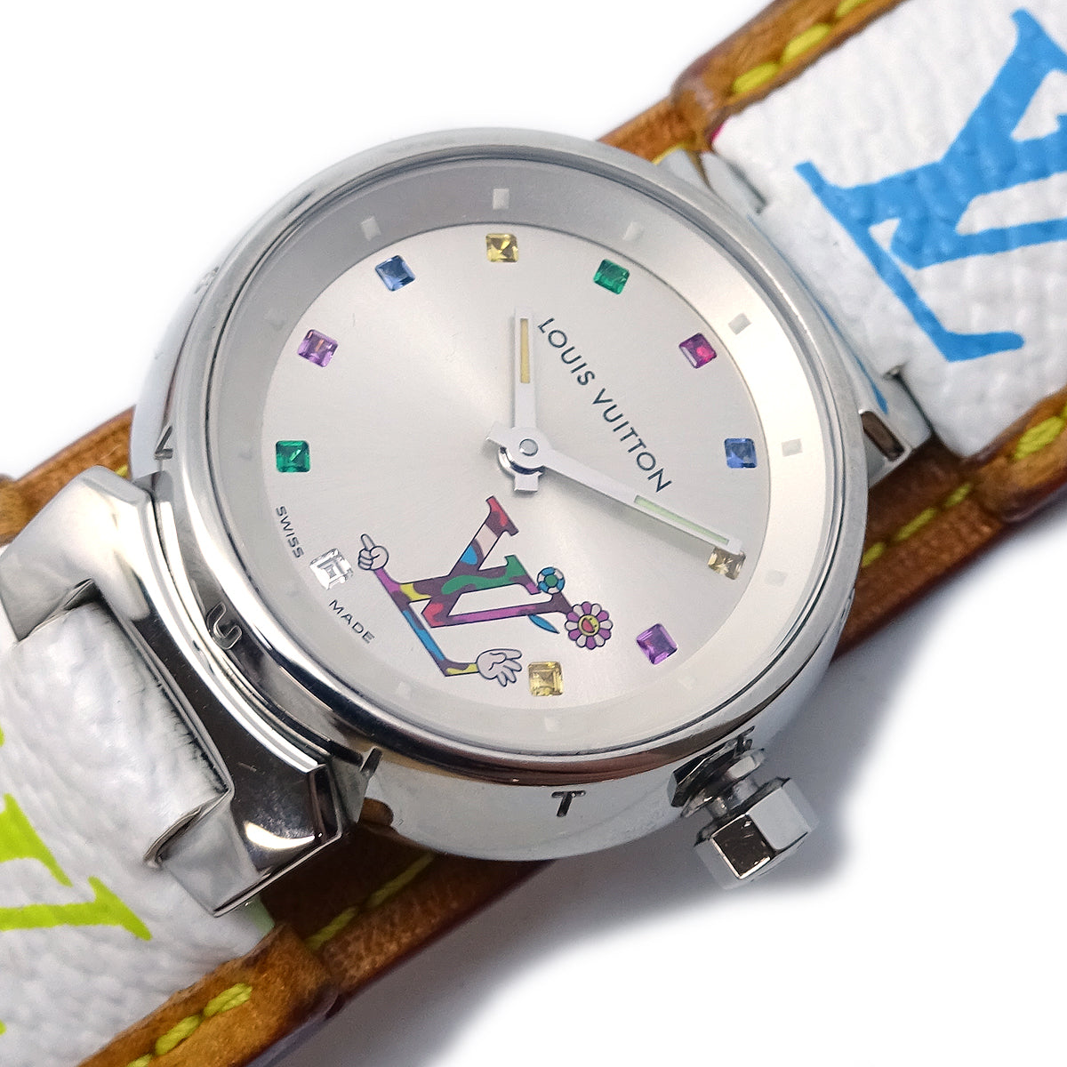 Louis Vuitton 2012 x Takashi Murakami Monogram Multicolor Tambour Watch Q12130