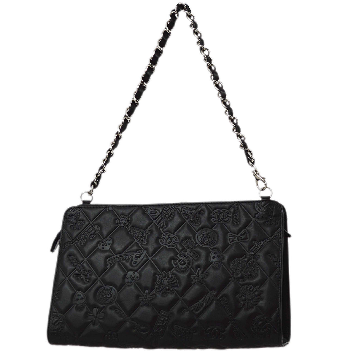 Chanel * 2011 Black Lambskin Icon Chain Handbag