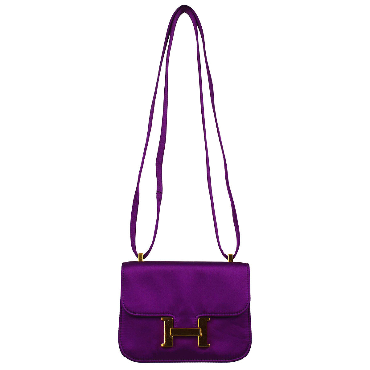 Hermes * 2010 Purple Silk Pochette Mini Constance