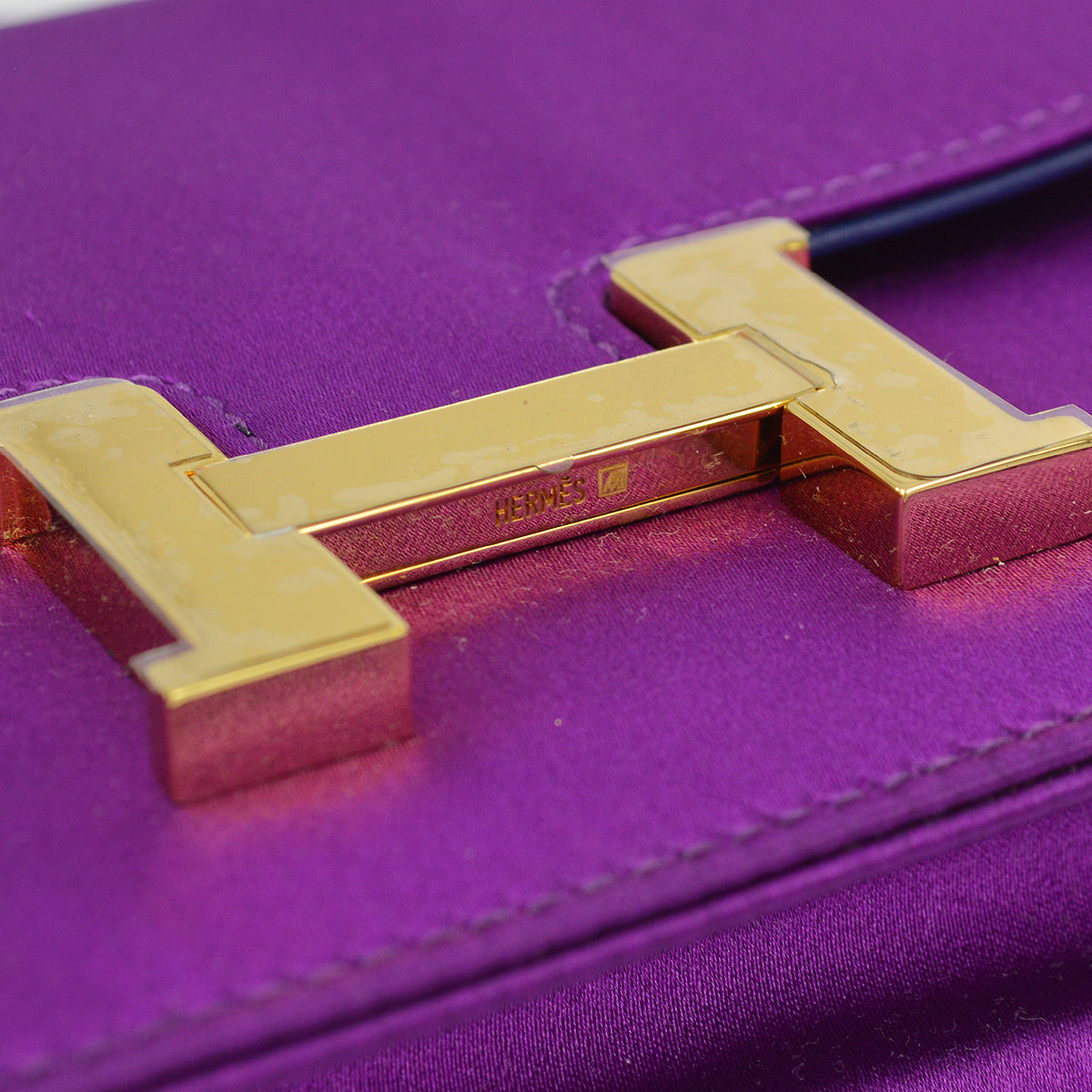 Hermes * 2010 Purple Silk Pochette Mini Constance