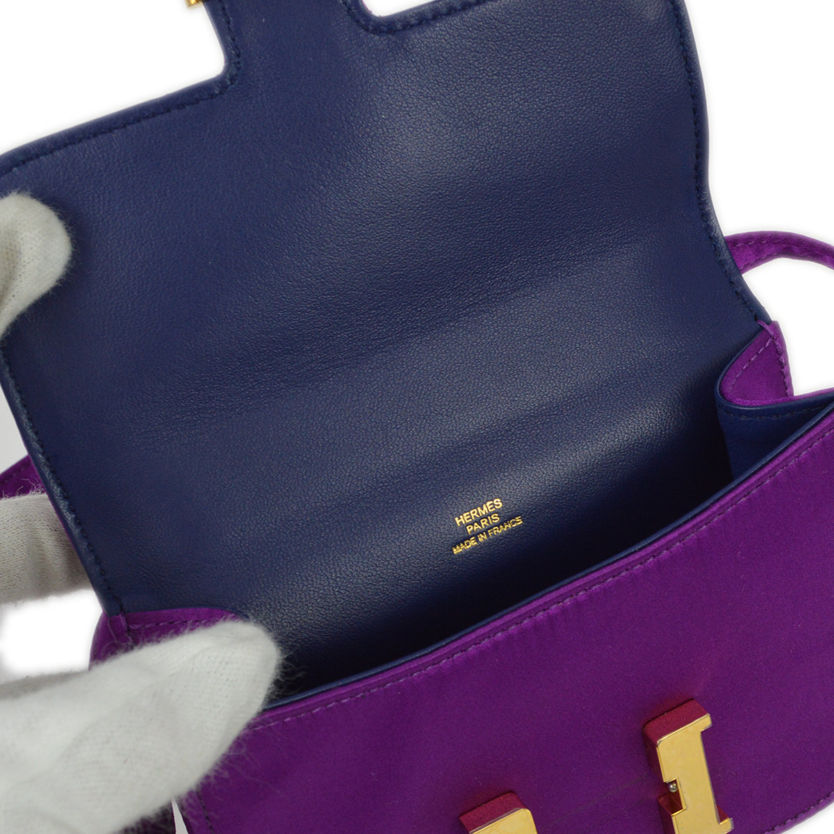 Hermes * 2010 Purple Silk Pochette Mini Constance