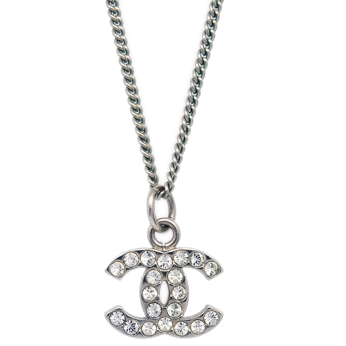 Chanel 2011 Crystal & Silver CC Necklace