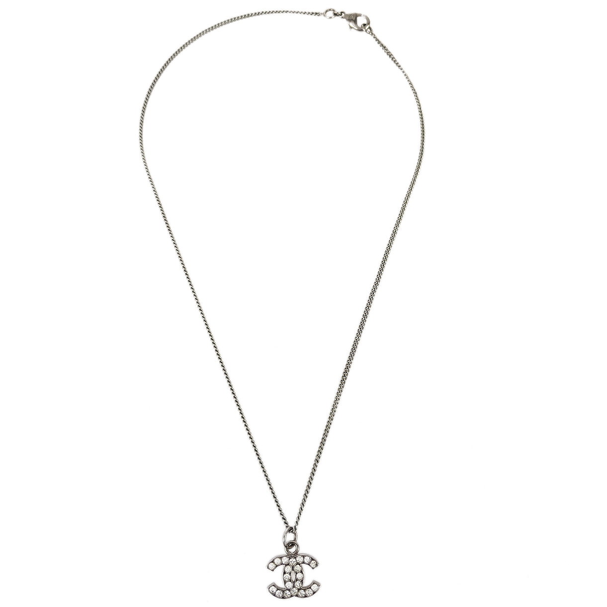 Chanel 2011 Crystal & Silver CC Necklace