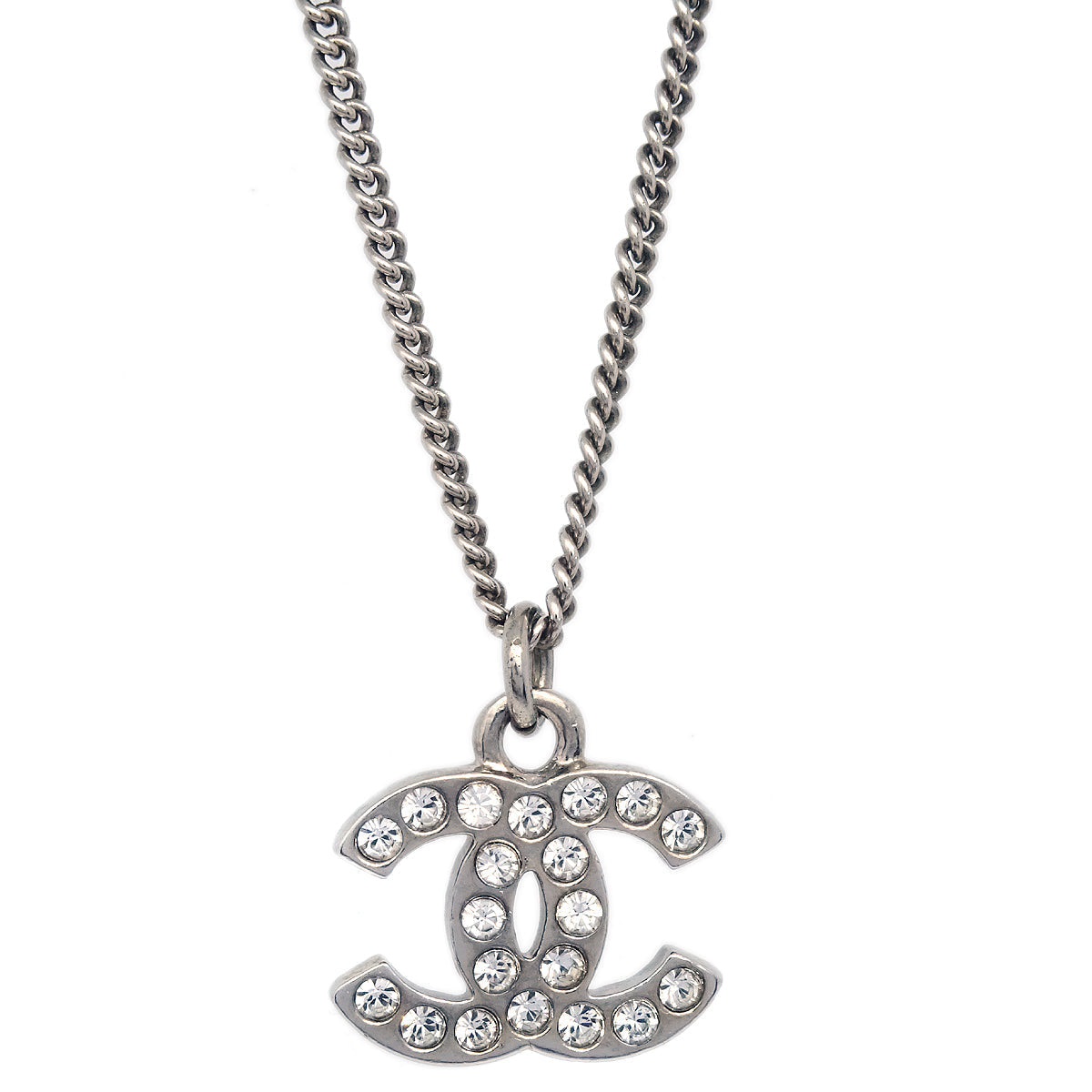 Chanel 2011 Crystal & Silver CC Necklace