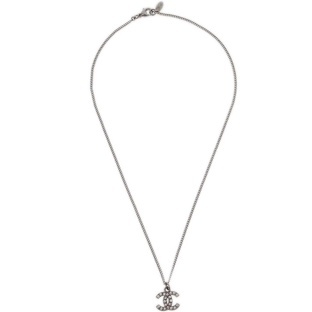 Chanel 2011 Crystal & Silver CC Necklace