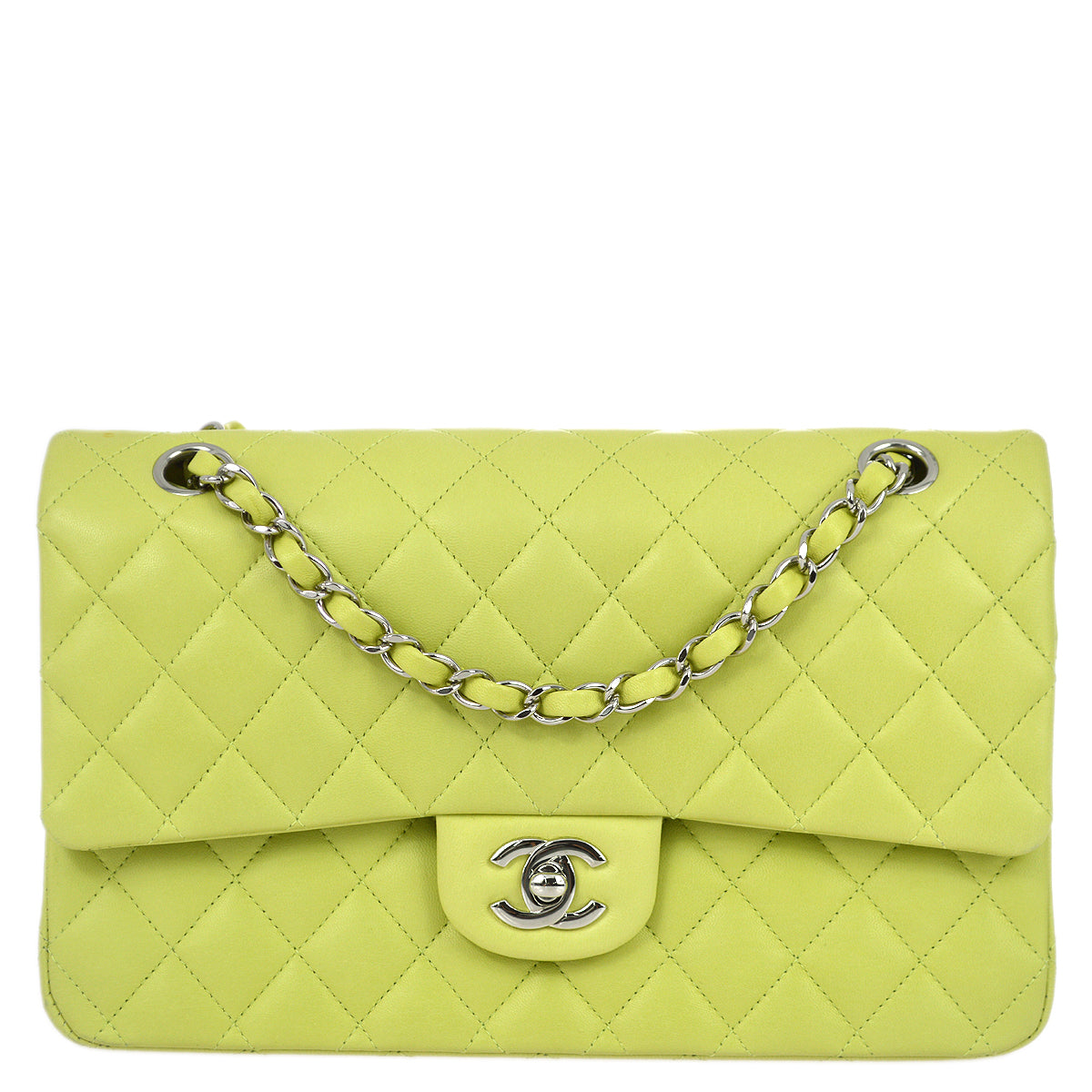 Chanel * 2011 Green Lambskin Medium Classic Double Flap Shoulder Bag